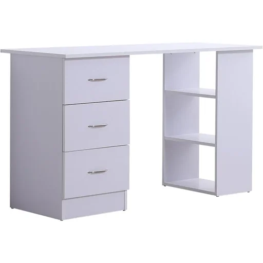 "Desk computer table with drawers white image"