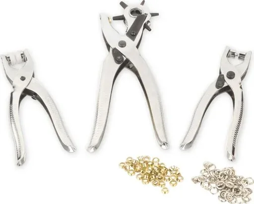 "Hole and eyelet pliers set 3-piece with 250-piece accessories image"