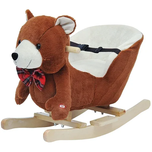"Rocking bear rocking seesaw: Bear with music and cuddly fur image"