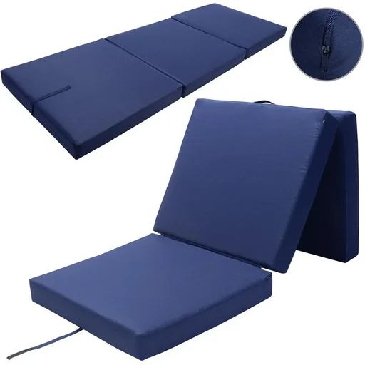 "Blue mattress 190x70x10cm foldable image"