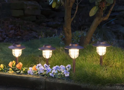 "Solar lanterns in antique copper look - set of 4 image"