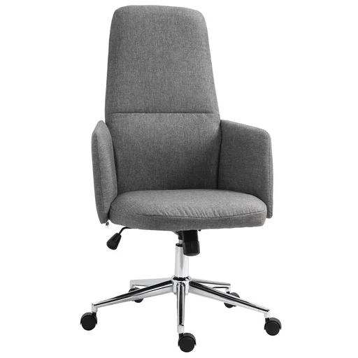 "Office chair ergonomic swivel chair with rocker function armrest height adjustable artificial linen metal grey 61 x 67 x 112.5-1 image"