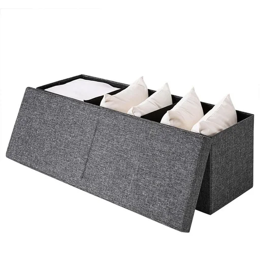 "Foldable seat box with hinged lid, dark grey - 115x38x38cm image"