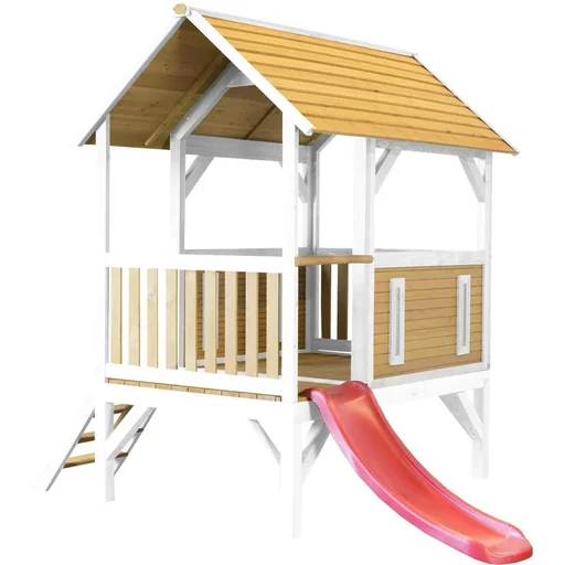 "Akela Playhouse Brown/White - Red Slide image"