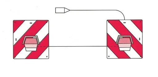 "Warning sign set with 2 three-function lights, 2 pcs. image"