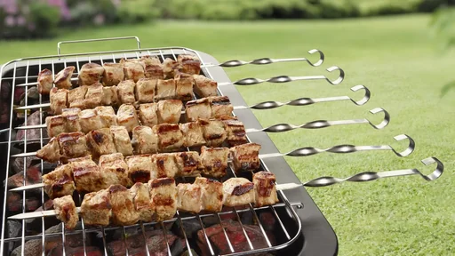 "Flat grill skewers XL, set of 6, stainless steel image"
