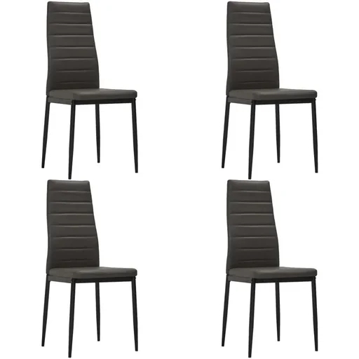 "Dining room chairs 4-seater leather grey image"