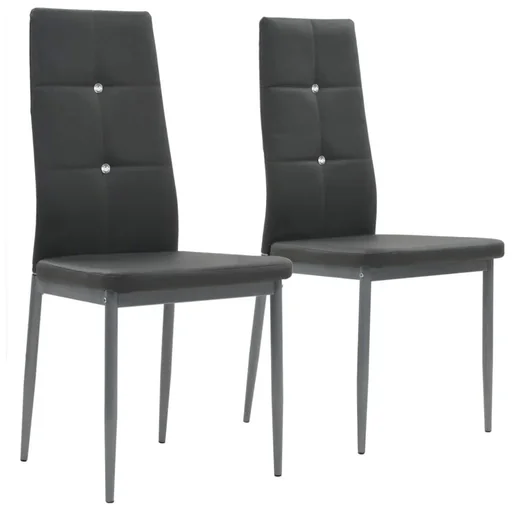 "Dining room chairs 2 pieces faux leather grey image"