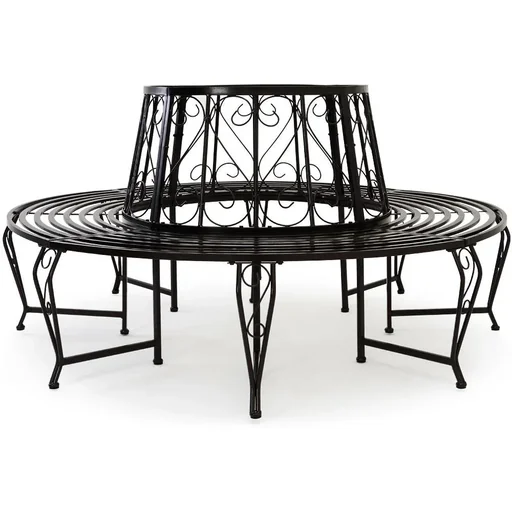 "Tree bench - Garden bench - Black - Metal - Ø160 cm image"