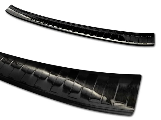 "Stainless steel loading sill protector, Mercedes A Class W177, 2018> - graphite/black line. OEM quality, brushed. image"