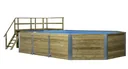 Solid wood pool 594, 714 x 376 x 116 cm, value set including sand filter system and technical room