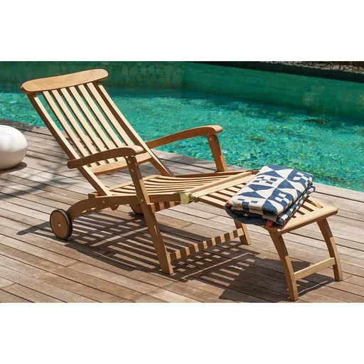 "Lounger 100% teak foldable image"