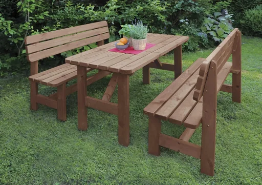 "Summer wooden furniture set, taupe-brown image"