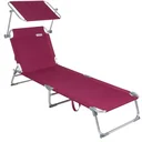 Deck chair 'Ibiza' with sliding roof, aluminum, ruby ​​red, 190 x 59 x 29 cm