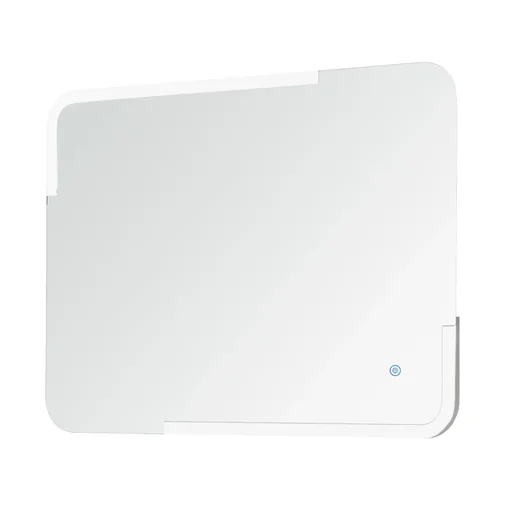 "Bathroom mirror with LED touch lighting, white image"