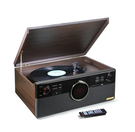 "DAB music center with radio, CD, Bluetooth, record player and digitizer image"