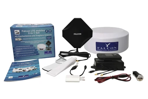 "LTE roof and portable antenna with WLAN router, 2 in 1 image"