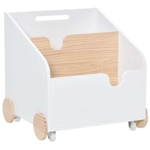 "Children's bookcase with wheels Bookcase for children Storage shelf Toy shelf with large storage space MDF pinewood image"
