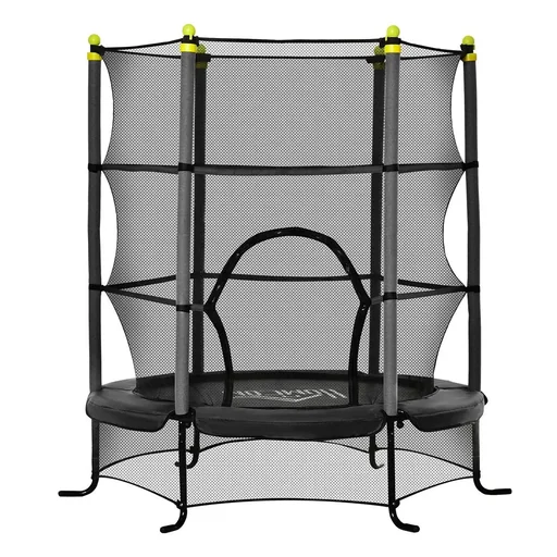 "Trampoline for children with safety net, edge cover, rubber rope, padded steel, black, Ø163 cm, up to 45 kg image"