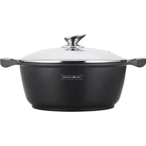 "Marble casserole with black glass lid - 32 cm image"