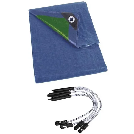 "Tarpaulin - Blue/Green - 4x5m incl. tarpaulin tensioners (4 pcs.) image"