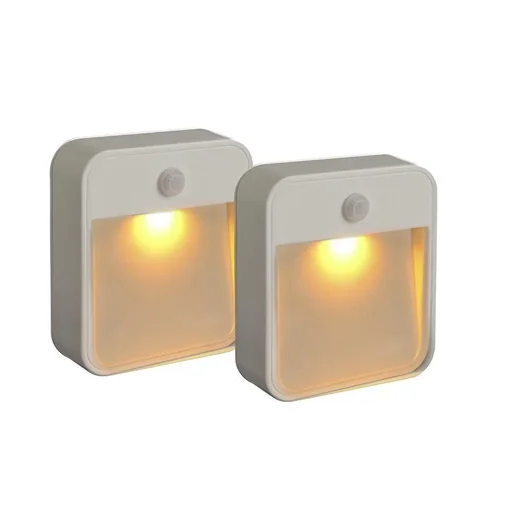 "LED stair light white with motion detector Amber MB720A 2-pack IP44 20 lumens image"