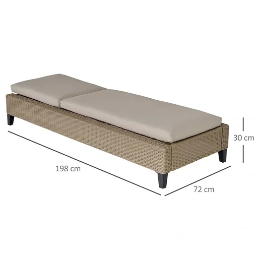 "Polyrattan garden lounger with cushion sun lounger 5-level adjustable rattan lounger garden furniture lounger steel khaki 72 x 198 x image"