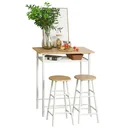 Bar table with chair set with non-slip floor mat Kitchen table and chairs High table and bar stools with storage shelf MDF board