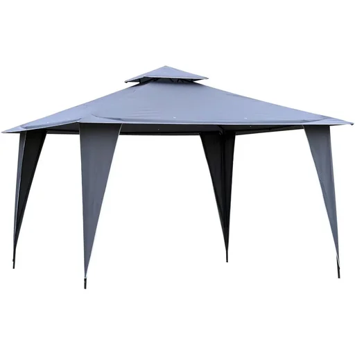 "Gazebo with double roof, metal frame, grey, 3.5 x 3.5 x 2.7 m image"