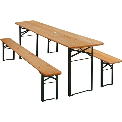 "Beer table and bench - wood 1.7m image"