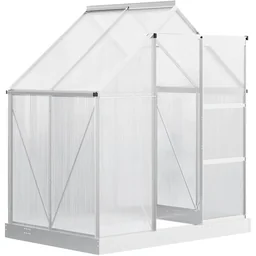 Aluminium Gewächshaus Gartenhaus mit Fenster Tür 193 x 126 x 205 cm 2,5 Pflanzen