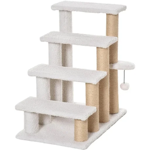 "Pet stairs with scratching posts white image"