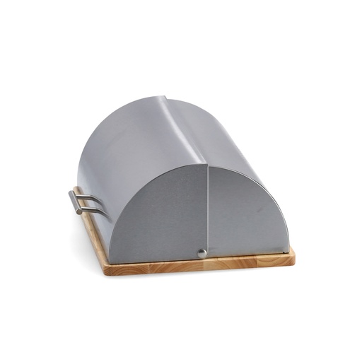 "Bread bin, stainless steel/rubber tree image"