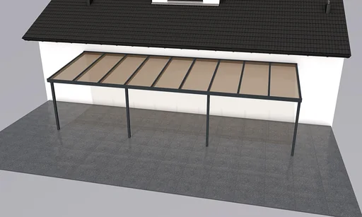 "Patio roof Premium, anthracite, 9135 x 3060 mm - Acrylic multi-wall sheets 16 mm, bronze image"