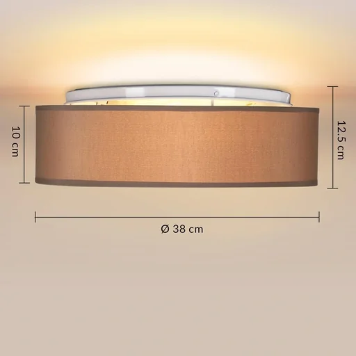 "Ceiling light - Taupe - Fabric - Ø38cm image"