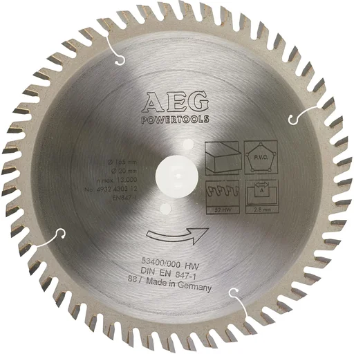 "Circular saw blade 165/20 mm (52 ​​teeth) image"