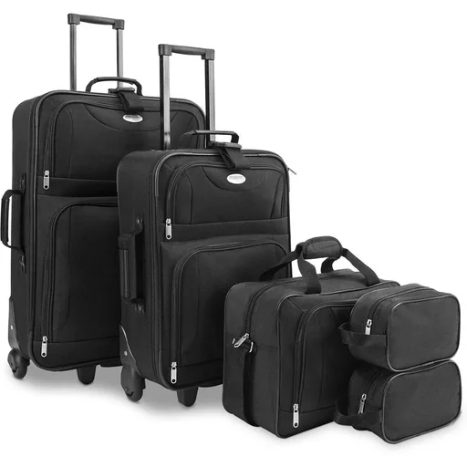 "5-piece black suitcase set image"