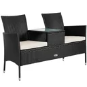 Garden bench / Love Bench - polyrattan - 143x55x88cm - black