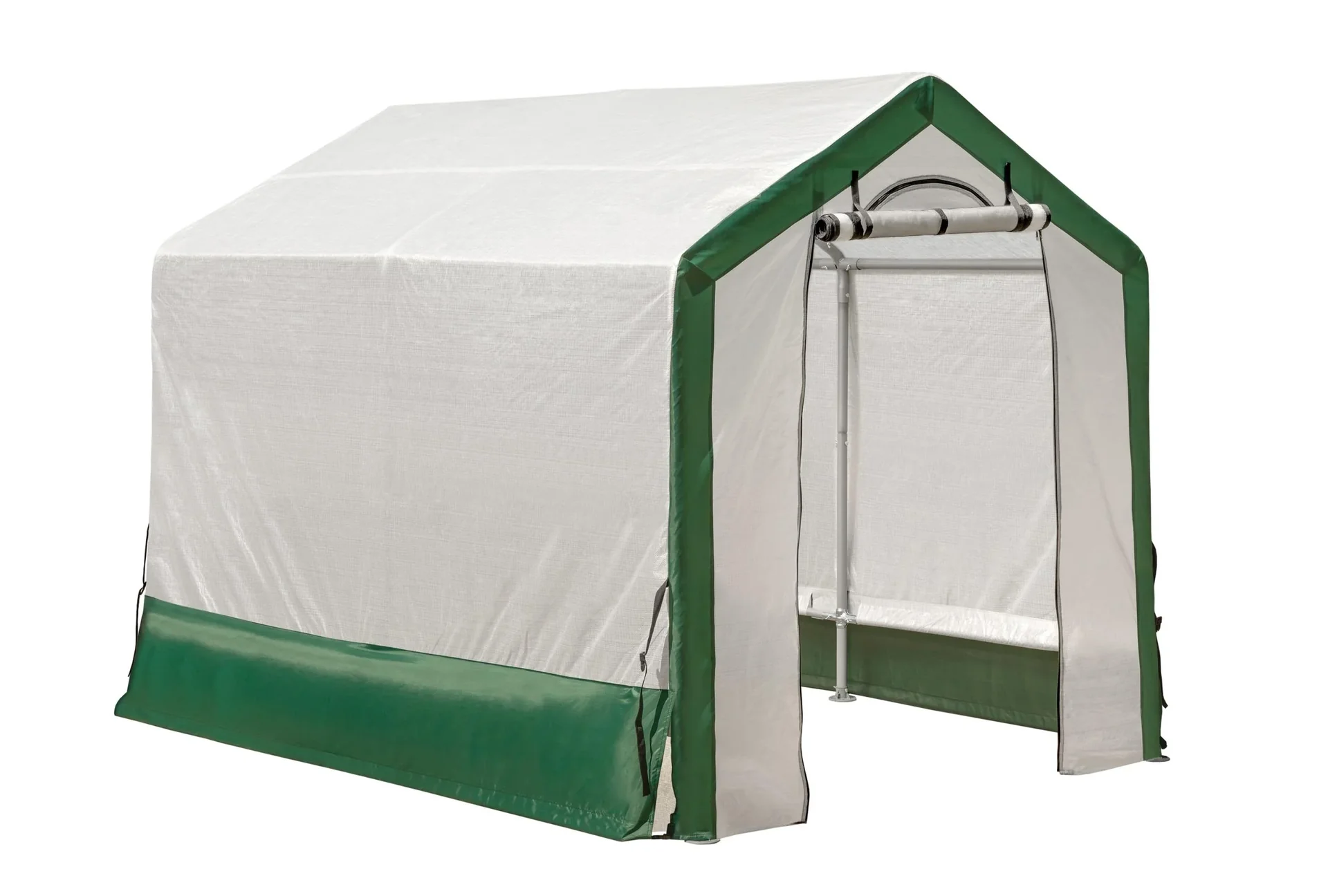 "Kas 4,32 m² Wit/Groen, 180×240 cm – Foliekas met oproldeur, weerbestendig image"