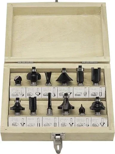 "HM router bit set (router) 12-piece, 8 mm shaft image"