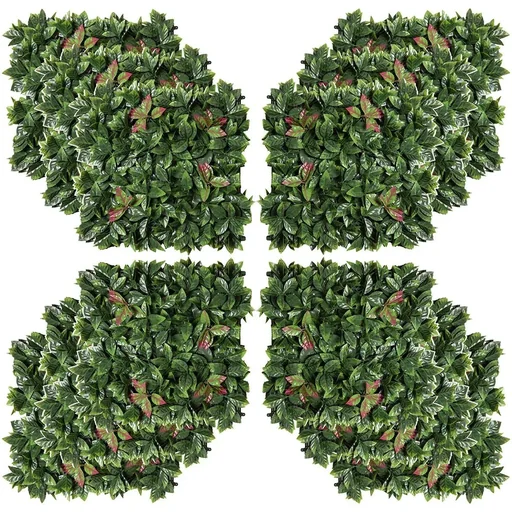 "12 pieces artificial plant wall hedge 50x50 cm UV protection privacy screen cotoneaster design hedge plant for garden outdoor image"