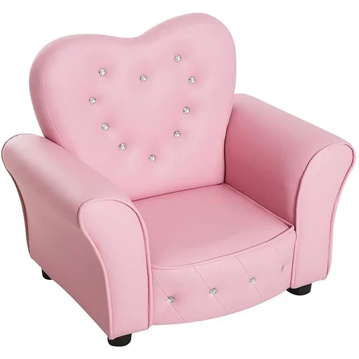 "Children's armchair, children's sofa, princess mini sofa, heart-shaped, pink image"