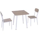 3-piece dining set, dining table set, wooden table, natural wood grain with 1 table + 2 chairs