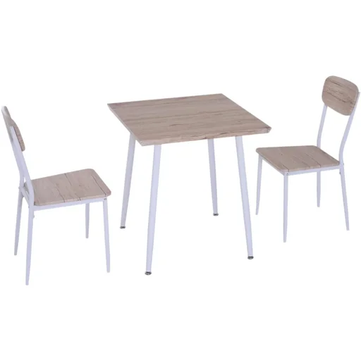 "3-piece dining set, dining table set, wooden table, natural wood grain with 1 table + 2 chairs image"