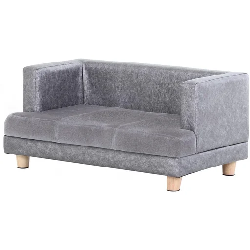 "Dog bed leather plush, grey image"
