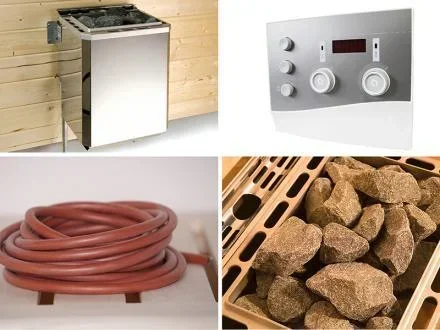 "Technical package for sauna house series 533, 9.0 KW oven with connection cable and control unit image"