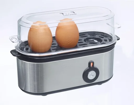 "Stainless steel egg cooker mini for 1-3 eggs, 210 watts image"