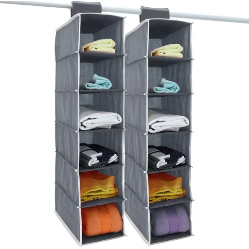 "2x coat hangers with 6 compartments in anthracite/white image"