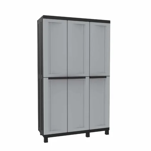 "Twist Black 102A 3-door plastic cabinet with 2 interior compartments and 3 height-adjustable shelves image"