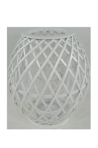 "Lantern made of bamboo, round with glass insert image"